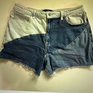 Hollister two tone Blue Jean Shorts with Distressed Hem